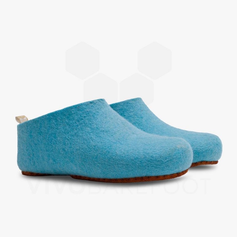 Vivobarefoot MIM Felt Hausschuhe Damen Helltürkis | CH100QC