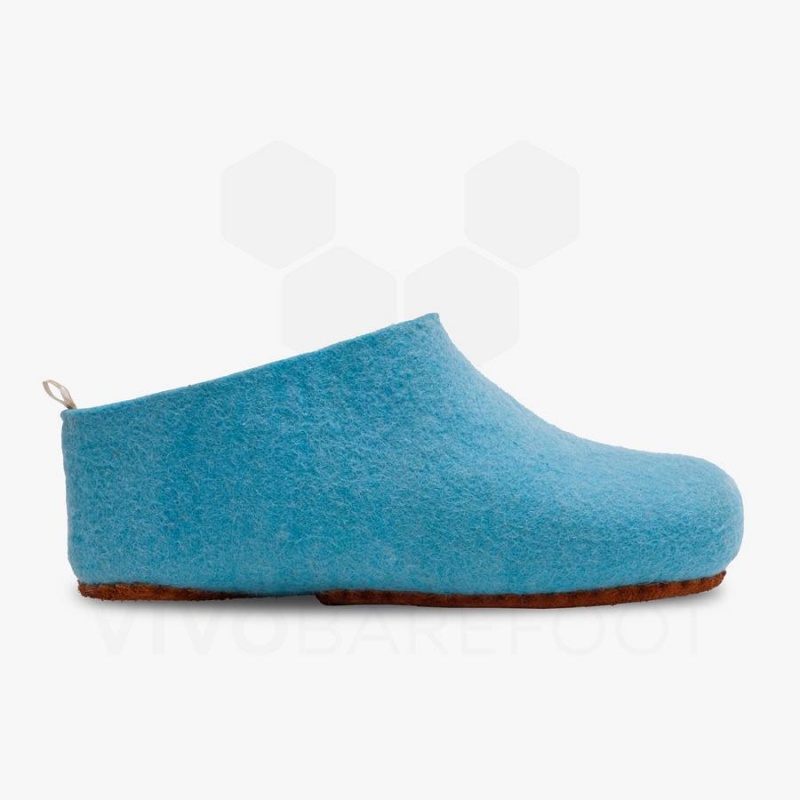 Vivobarefoot MIM Felt Hausschuhe Damen Helltürkis | CH100QC