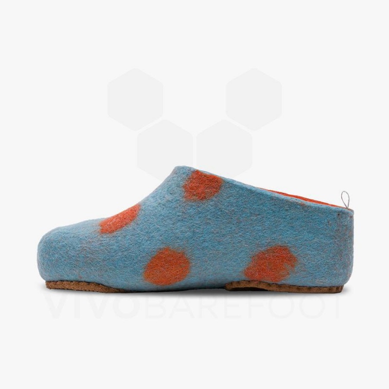 Vivobarefoot MIM Felt Slipper Kinder Helltürkis Orange | CH007FU