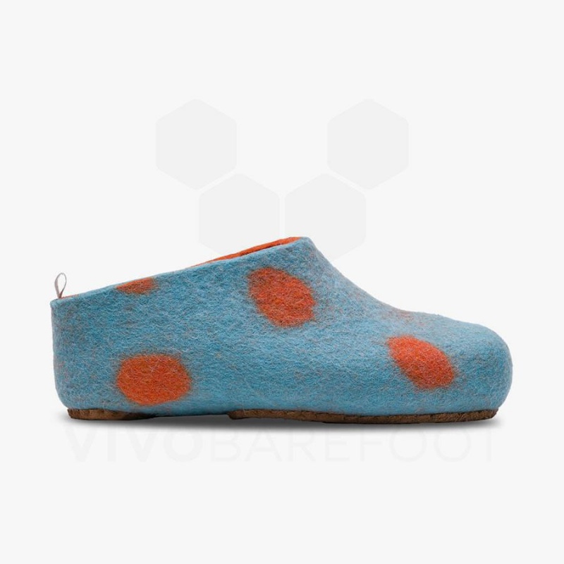 Vivobarefoot MIM Felt Slipper Kinder Helltürkis Orange | CH007FU