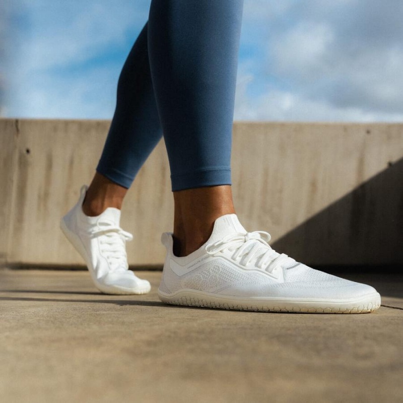 Vivobarefoot Primus Lite Knit Straßenlaufschuhe Damen Weiß | CH216EI