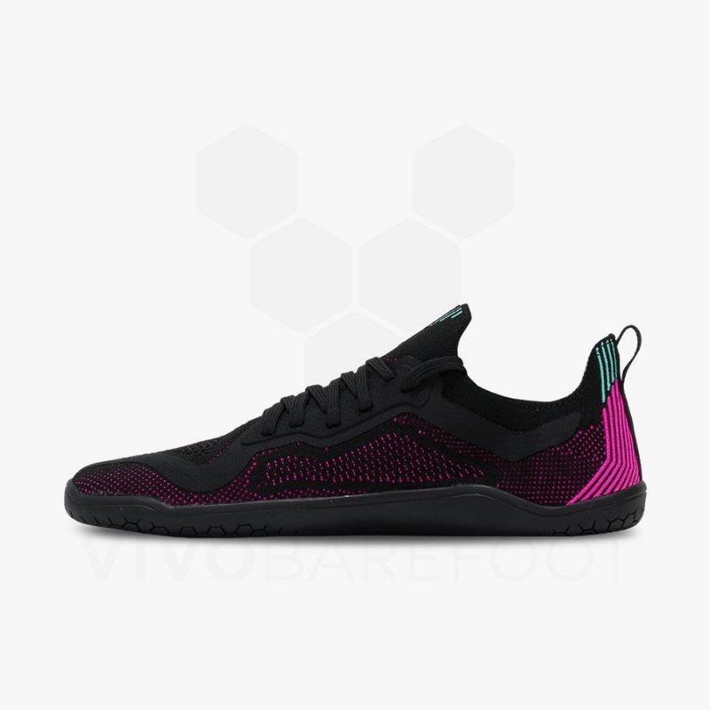 Vivobarefoot Primus Lite Knit Straßenlaufschuhe Damen Schwarz Rosa | CH212IR