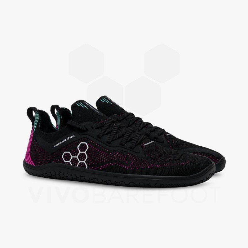 Vivobarefoot Primus Lite Knit Straßenlaufschuhe Damen Schwarz Rosa | CH212IR