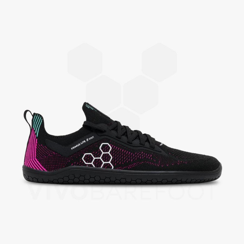 Vivobarefoot Primus Lite Knit Straßenlaufschuhe Damen Schwarz Rosa | CH212IR