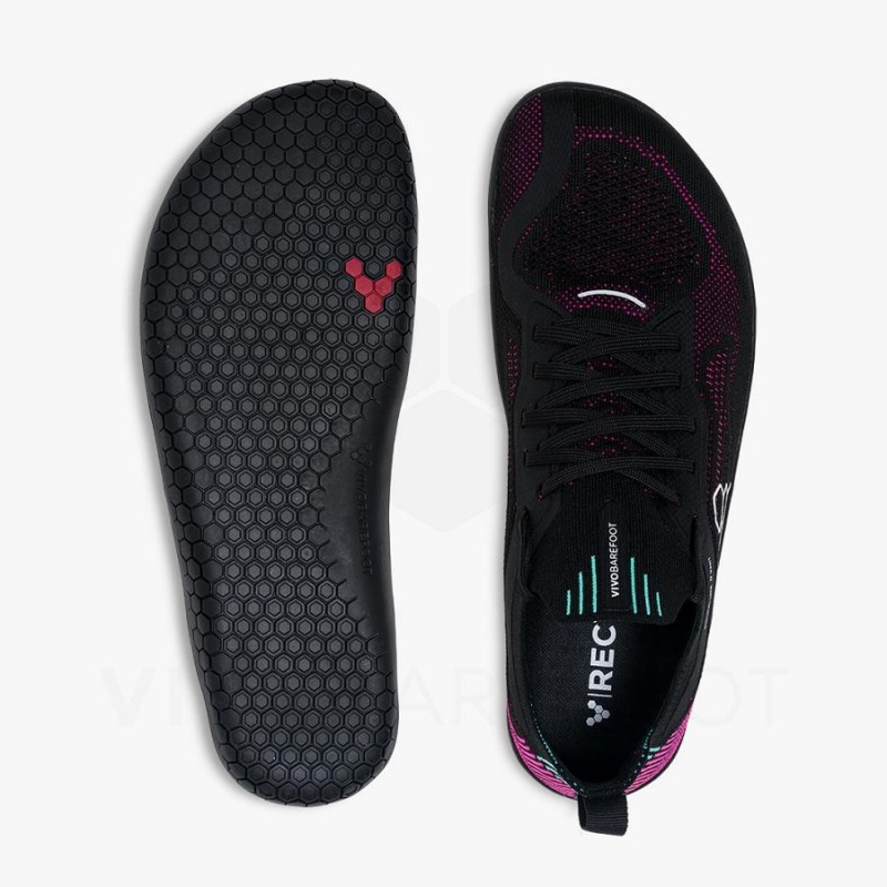 Vivobarefoot Primus Lite Knit Straßenlaufschuhe Herren Schwarz Rosa | CH382UK