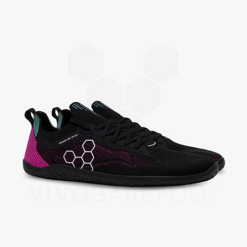 Vivobarefoot Primus Lite Knit Straßenlaufschuhe Herren Schwarz Rosa | CH382UK