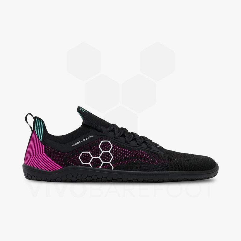 Vivobarefoot Primus Lite Knit Straßenlaufschuhe Herren Schwarz Rosa | CH382UK