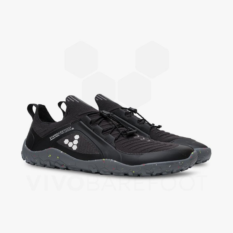 Vivobarefoot Primus Trail Knit FG Trailrunning Schuhe Herren Schwarz Grau | CH370GY